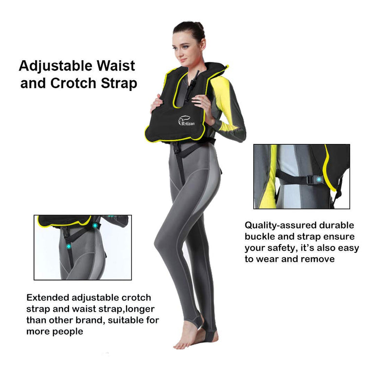 [Australia - AusPower] - Rrtizan Snorkel Vest, Adults Portable Inflatable Swim Vest Jackets for Snorkeling Swimming Diving Safety Black one_size 