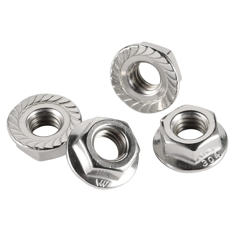[Australia - AusPower] - M5-0.80 Serrated Flange Nut Hex Lock Nuts, Stainless Steel 304, Plain Finish, Quantity 50 M5-0.80 (50 PCS) 