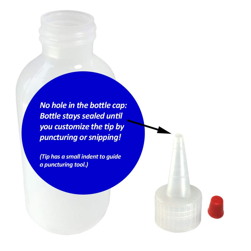 [Australia - AusPower] - 510 Central Yorker Squeeze Bottles (1/2oz, 100 Pack) Boston Round with Red Tip Caps - LDPE Plastic - Made in USA 