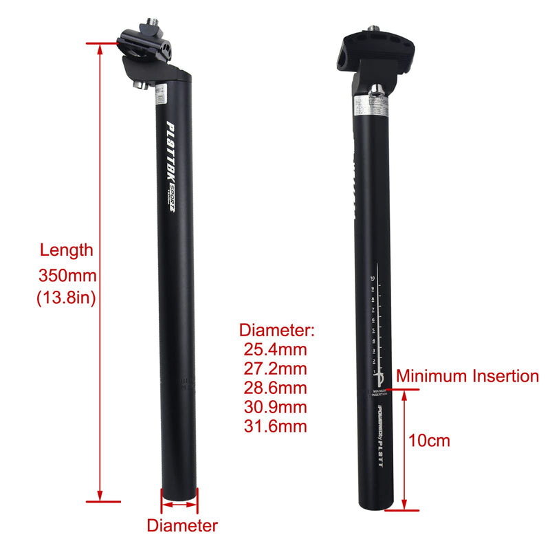 [Australia - AusPower] - PLATTBK Bike Seat Post 25.4/27.2/28.6/30.9/31.6 350mm Aluminum Alloy Road Bike MTB Seatpost 