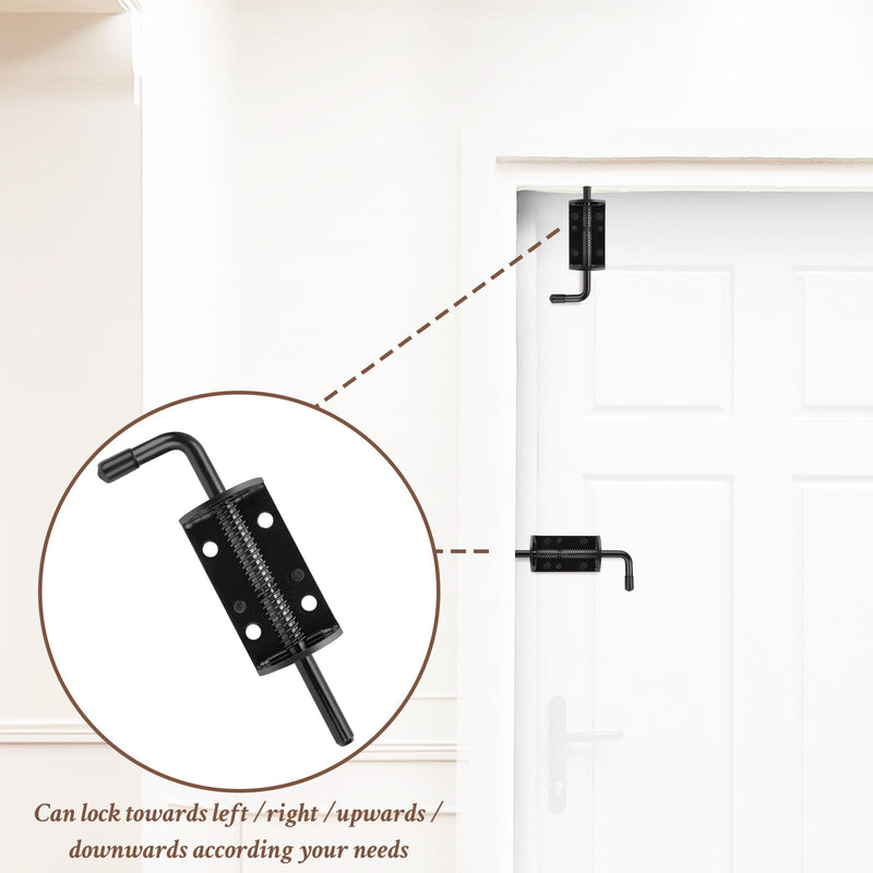[Australia - AusPower] - Quality Life Spring Loaded Gate Latch Pin Barrel Bolt 6in Durable Solid Steel for Shed Doors Wood Metal Gate Black - 2pcs 