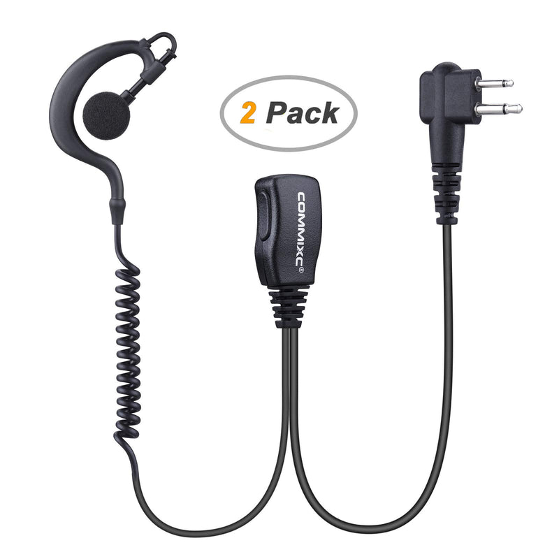 [Australia - AusPower] - COMMIXC (2 Pack) Walkie Talkie Earpiece, 2-Pin 2.5mm/3.5mm G Shape Walkie Talkie Headset with PTT Mic, Compatible with Motorola Two-Way Radios 