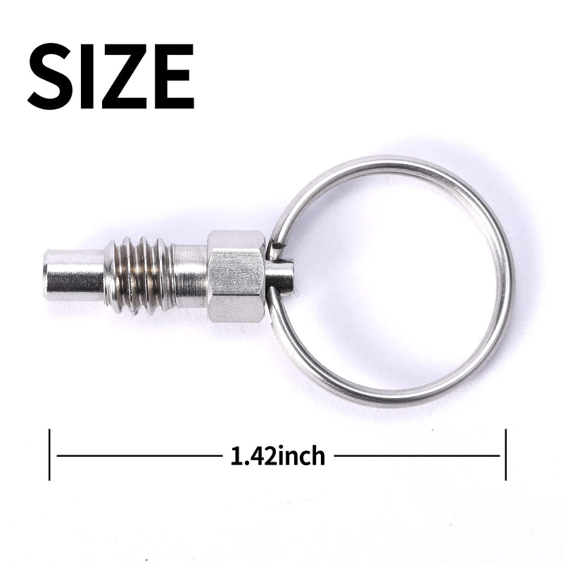 [Australia - AusPower] - 2 Packs Spring Plunger with Pull Ring, 1/4"- 20 Thread Size, 0.31" Thread Length, Stainless Steel Non-Locking Type Stubby Hand-Retractable Spring Plunger Index Plunger 1/4" - 20 
