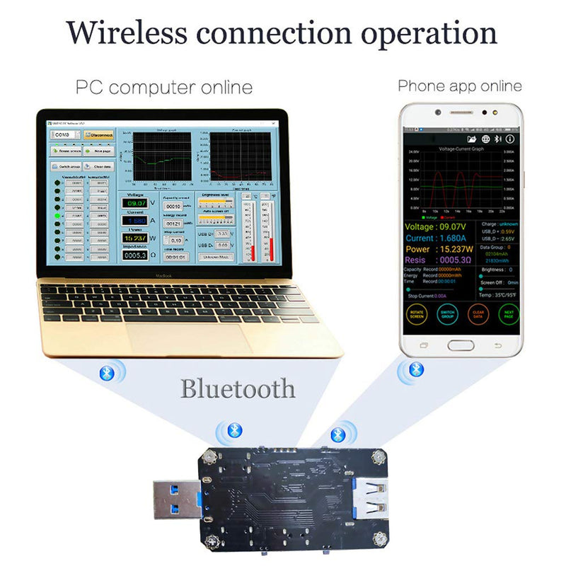 [Australia - AusPower] - MakerHawk USB Power Meter Tester, Bluetooth USB Tester, Type-C Current and Voltage Monitor, USB Safety Tester, PD Battery Capacity Meter, Digital Color LCD Display Multimeter A3 Bluetooth Version 