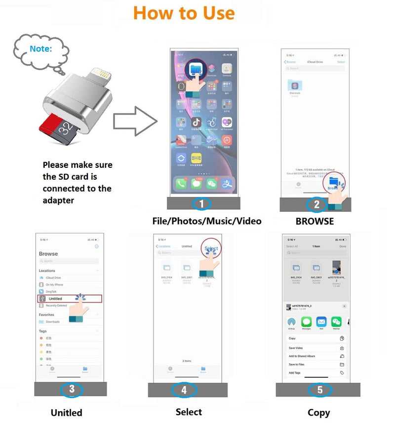 [Australia - AusPower] - SD Card Reader for iPhone iPad,[Apple MFi Certified] Lightning to Micro SD/TF Card Reader Viewer Adapter Memory Card Reading for iPhone 13/12/Pro/11/X/XR/Max/8/7/6 No Need Driver Plug & Play 1 Slot 