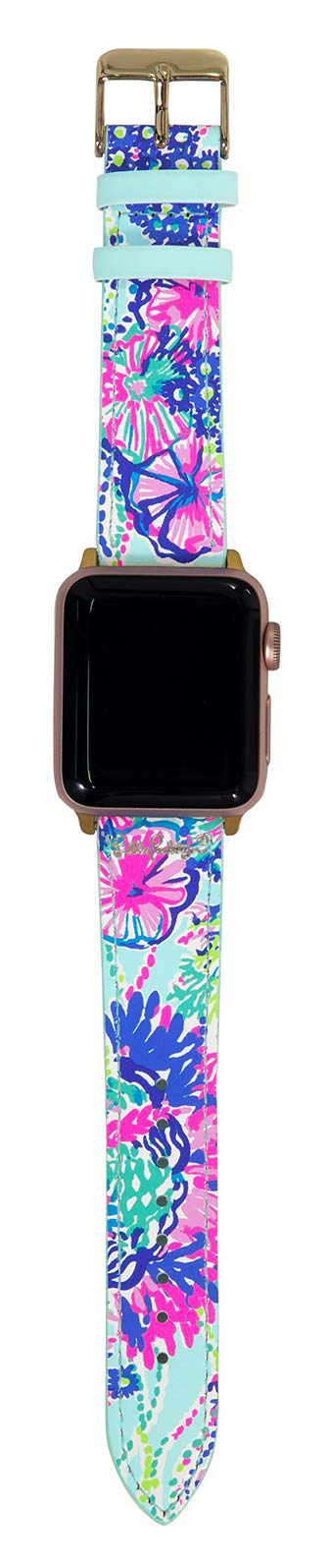 [Australia - AusPower] - Lilly Pulitzer Genuine Leather Watch Band Sized to Fit 38mm & 40mm Smartwatches Compatible with Apple Watch Series 1-6 Beach You To It 