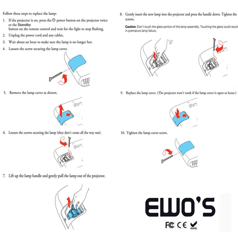 [Australia - AusPower] - EWO'S ELP67 Replacement Projector Lamp for Epson ELPLP67 PowerLite Home Cinema 500 707 710HD 750HD EX5210 EX7210 EX3210 EX3212 VS210 VS220 X12 W12 S12 V13H010L67 Lamp Bulb Replacement 
