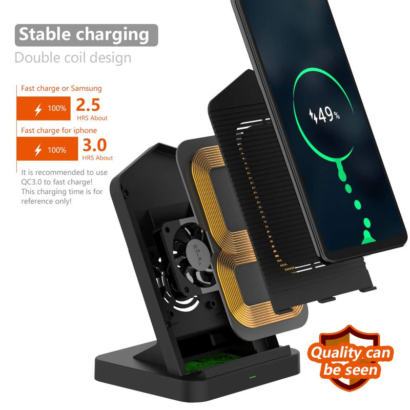 [Australia - AusPower] - AOJUE Fast Wireless Charger, Wireless Charging Stand Compatible with Samsung Galaxy S20/S10/S9/S8/S7 Edge/Note 10 & Qi Charger for iPhone 11/11 Pro/11 Pro Max/XR/XS Max/XS/X/8/8 Plus black 