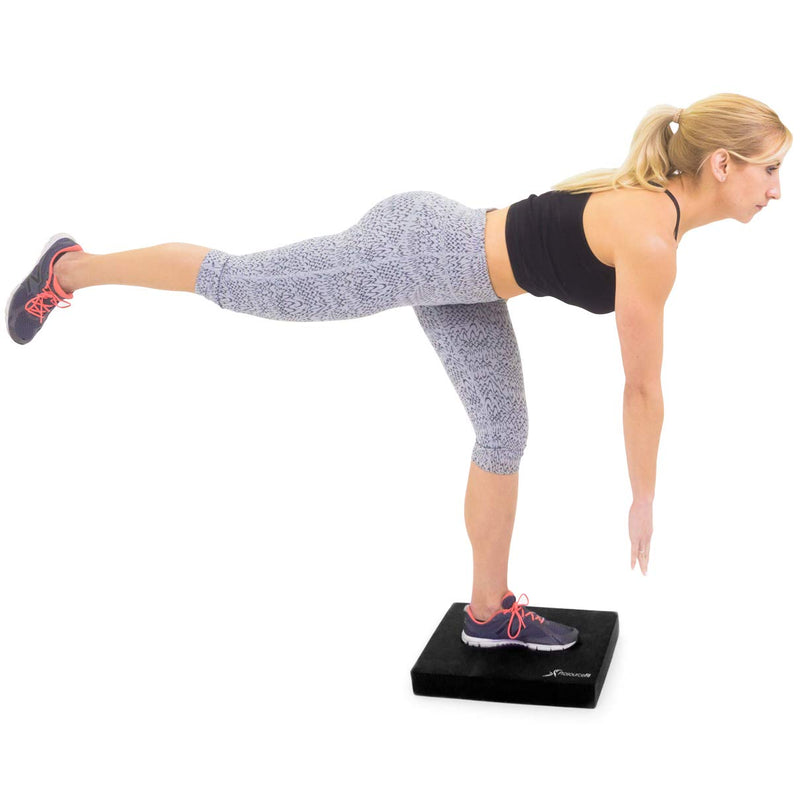 [Australia - AusPower] - ProsourceFit Exercise Balance Pad, Non-Slip Cushioned Foam Mat & Knee Pad for Fitness and Stability Training, Yoga, Physical Therapy 15"x12" Black 15 x 12 