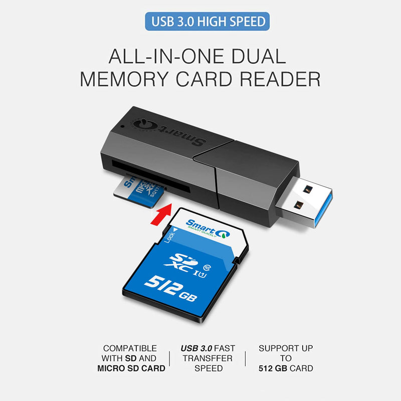 [Australia - AusPower] - SmartQ C307 USB 3.0 Portable Card Reader for SD, SDHC, SDXC, MicroSD, MicroSDHC, MicroSDXC, with Advanced All-in-One Design Single 