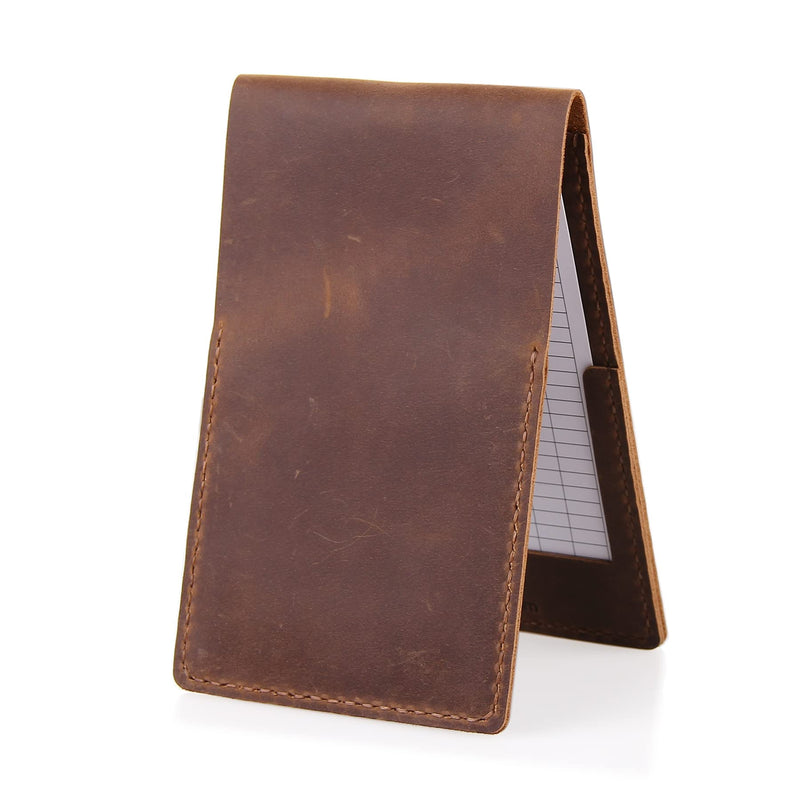 [Australia - AusPower] - Robrasim Handmade Leather Yardage Book Cover, Leather Golf Scorecard Holder with Built-in Pencil Loop Brown 
