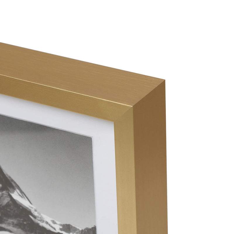 [Australia - AusPower] - FrameWorks - Deluxe Brass Gold Aluminum Contemporary Style Floating Picture Frame with Tempered Glass, 8 inch x10 inch float to 4 inch x6 inch 8"x10" float to 4"x6" 