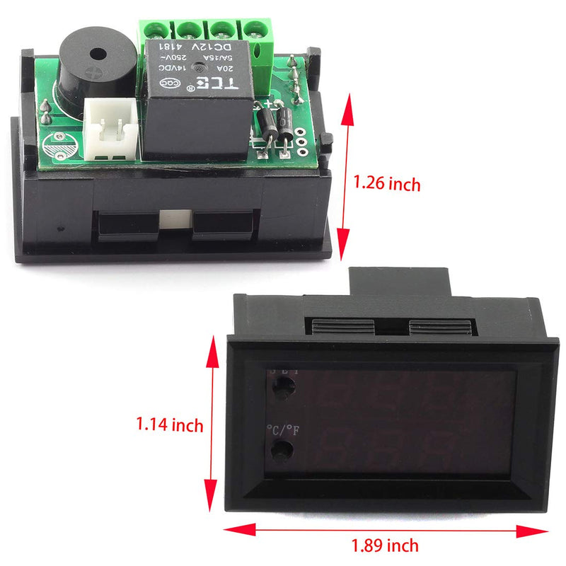 [Australia - AusPower] - DZS Elec Temperature Controller -50 to 110 Celsius (-58 to 230 F) DC 12V Programmable Heating/Cooling Thermostat Control Switch Module NTC Waterproof Sensor Probe Dual Color LED Display Monitor 
