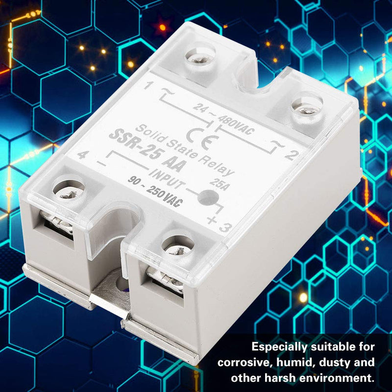 [Australia - AusPower] - Solid State Relay,SSR-25 AA 25A Solid State Relay Module SSR AC-AC Input 90-250V AC Output 24-480V AC,Solid State Relay Single Phase Semi-Conductor Relay 