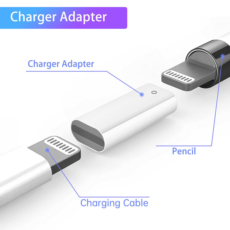 [Australia - AusPower] - Magnetic Replacement Cap and Charger Adapter for Apple Pencil 1st Generation (with Silicone Protective Cap Holder) 