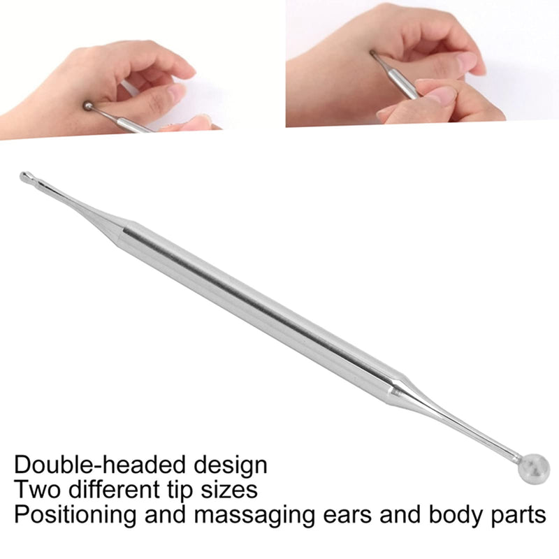 [Australia - AusPower] - 12cm Reflexology Tools for Face, Stainless Steel Ear and Body Acupuncture Massage Pen Full Body Self-Massage Relief Pain Therapy Tools 
