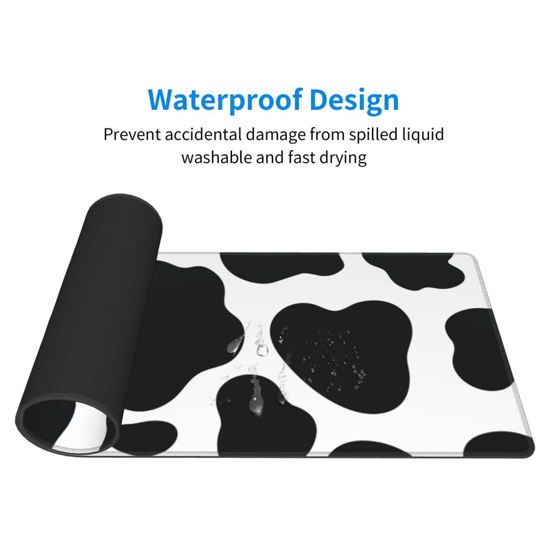 [Australia - AusPower] - Cow Print Gaming Mouse Pad Non Slip Large Mousepad Stitched Edge Rubber Base Desk Mat for Laptop PC Computer Cow Print One Size 