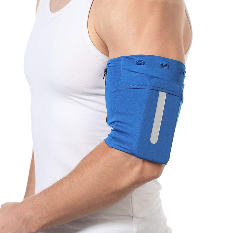 [Australia - AusPower] - Ailzos Cell Phone Armband Exercise Arm Holder for iPhone 11 Pro/XR/XS/X/8/7/6 Plus iPod Android Galaxy S8 S9 S10 S20 Note 10/9/8, Pixel 2/3XL, Workout Phone Holder for Running, Jogging, Hiking, Blue L Large 