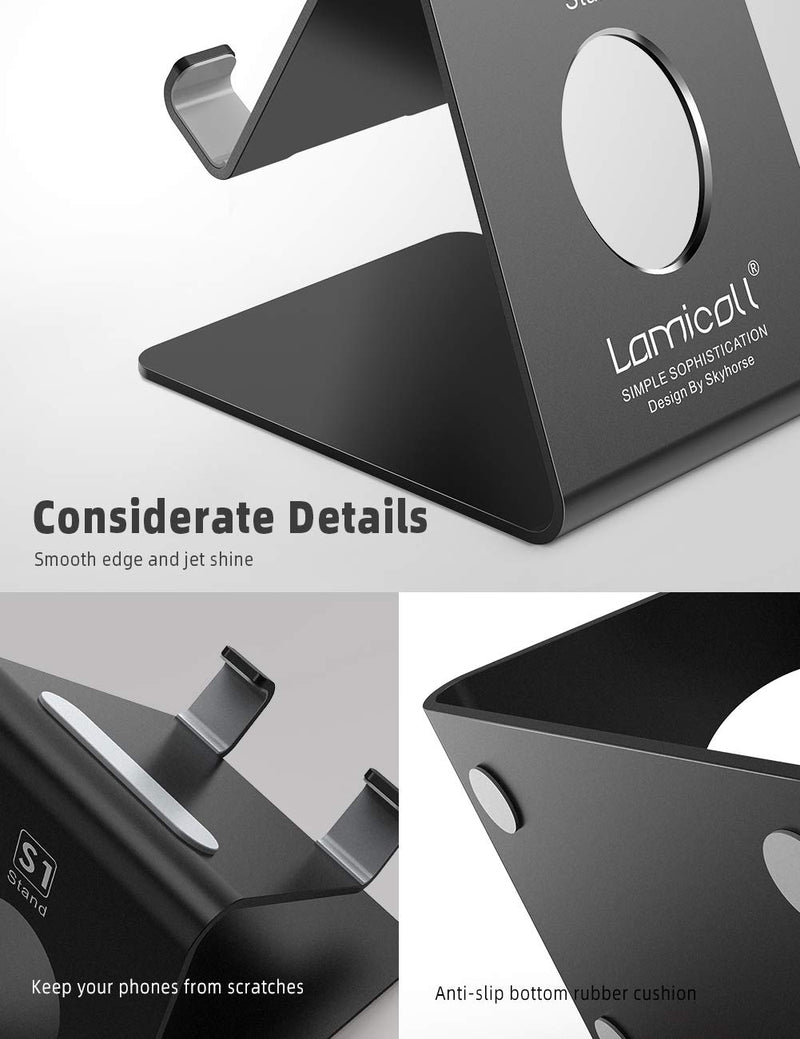 [Australia - AusPower] - Lamicall Cell Phone Stand, Phone Dock: Cradle, Holder, Stand for Office Desk - Black 1-Black 