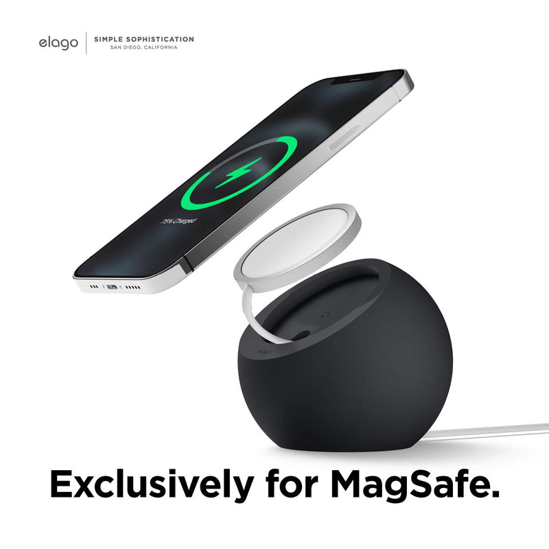 [Australia - AusPower] - elago MS2 Charging Stand Compatible with MagSafe Charger - Premium Silicone Stand Compatible with iPhone 13 Models (2021) and iPhone 12 Models (2020) [Black] [Charging Cable Not Included] Black 