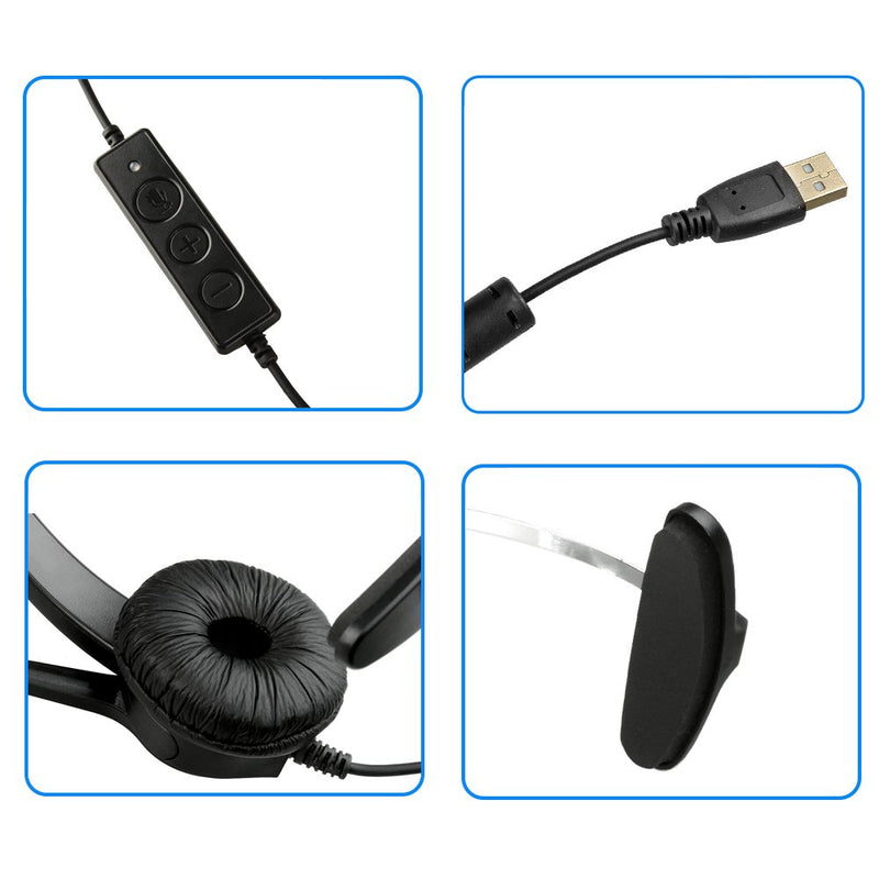[Australia - AusPower] - AGPtEK® Hands-Free Call Center Noise Cancelling Corded Monaural Headset Headphone with Mic Mircrophone - Cord with USB Plug, Volume Control 