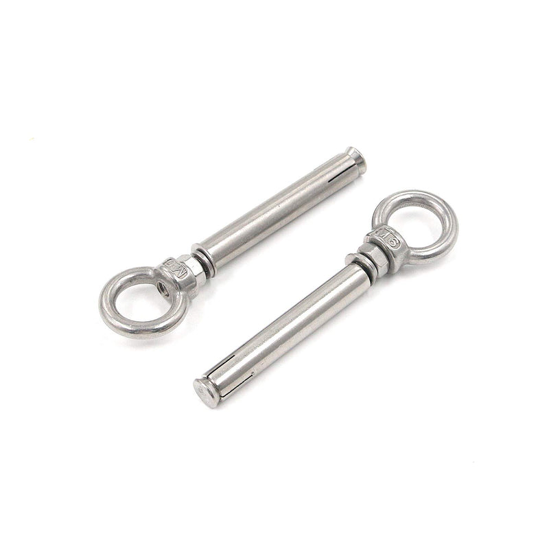 [Australia - AusPower] - Expansion Eyebolt Karcy Ring Lifting Expansion Bolt 304 Stainless Steel M6x80mm Silver Pack of 5 