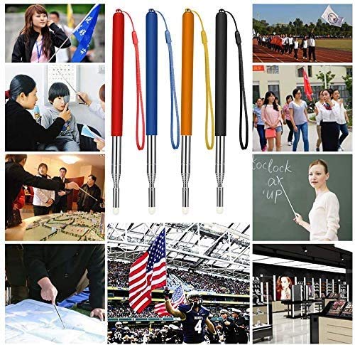 [Australia - AusPower] - Telescopic Teacher Pointer Stick with Hand Lanyard 2 Pack, Teaching Pointer for Classroom, Hand Pointer Extendable Pointer Stick Retractable Pointer Handheld Presenter Whiteboard Pointer (Black) 