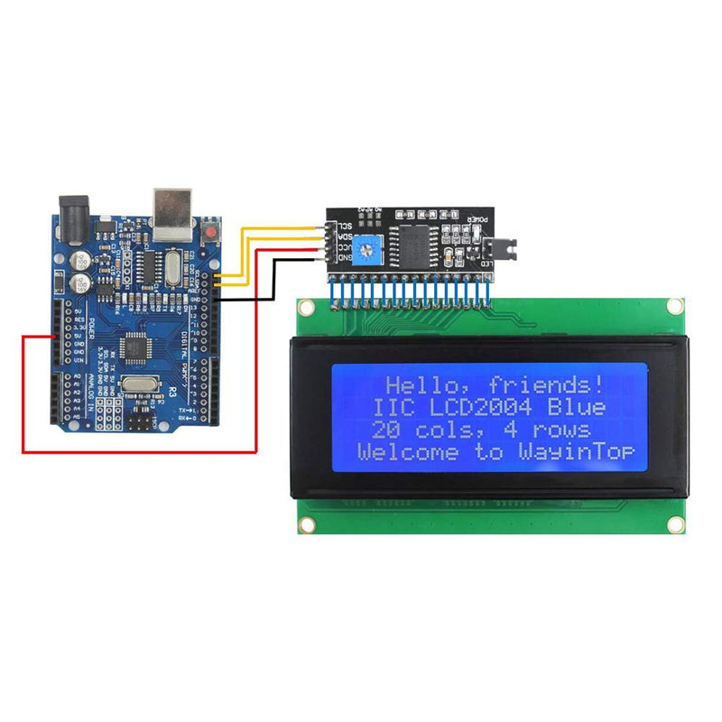 [Australia - AusPower] - WayinTop 20x4 2004 LCD Display Module with IIC/I2C/TWI Serial Interface Adapter (Blue/2004) Blue 