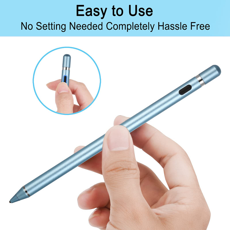 [Australia - AusPower] - Active Stylus Pens for Touch Screens,1.5mm Fine Point Rechargeable Digital Pencil Capacitive Pen Fine Point Stylist Pen Pencil Compatible with i-Phone i-Pad and Other Tablets (Blue) 