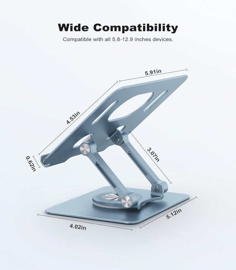 [Australia - AusPower] - JOIOT Tablet Stand, Swivel Tablet Stand with 360 Rotating Base, Adjustable Tablet Holder for Drawing, Compatible with iPad Pro/Air/Mini and More (Blue) Blue 