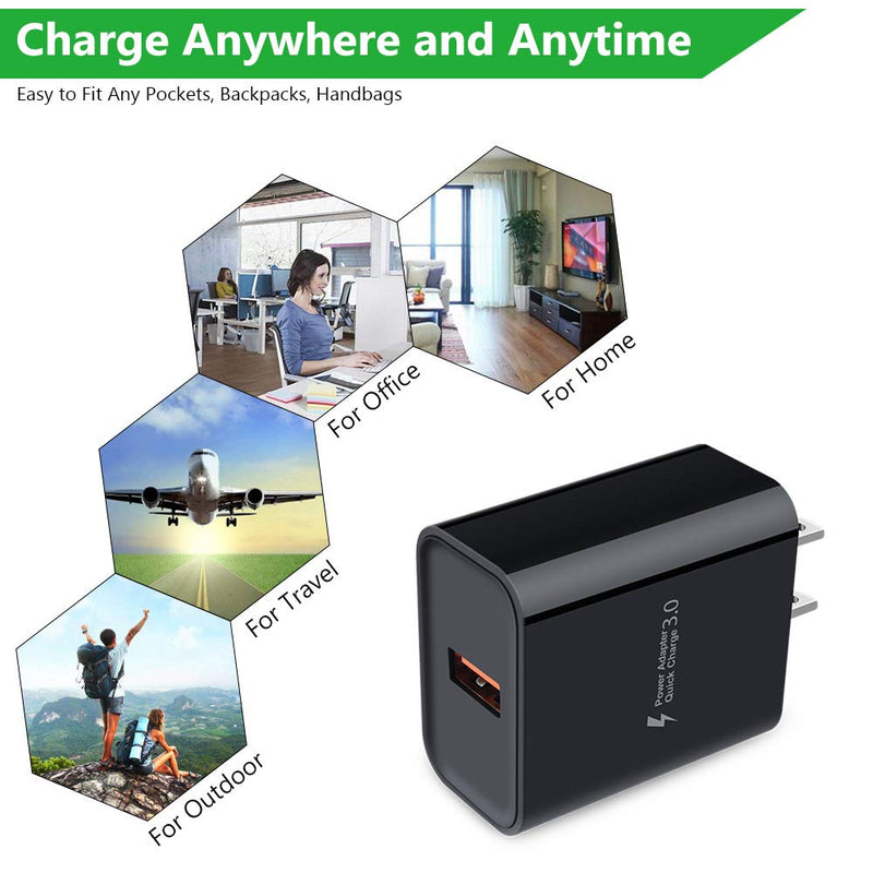 [Australia - AusPower] - 3Pack Quick Charge 3.0 Fast Charging Block Brick Wall Charger Plug Adaptive AC Adapter Power Cubes for iPhone Samsung Galaxy S22 S21 S20 FE S10 S9 S8 S7 Note 20 Ultra A13 A02S A10E A20 A21 A50 A51 Black 