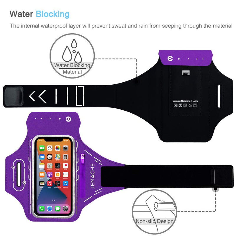 [Australia - AusPower] - iPhone 13 Pro Max, 12 Pro Max Armband, JEMACHE Gym Workouts Running Phone Arm Band for iPhone 13 Pro Max, 12 Pro Max, 11 Pro Max, Xs Max, 13, 12 with Airpods Holder (Purple) Purple 