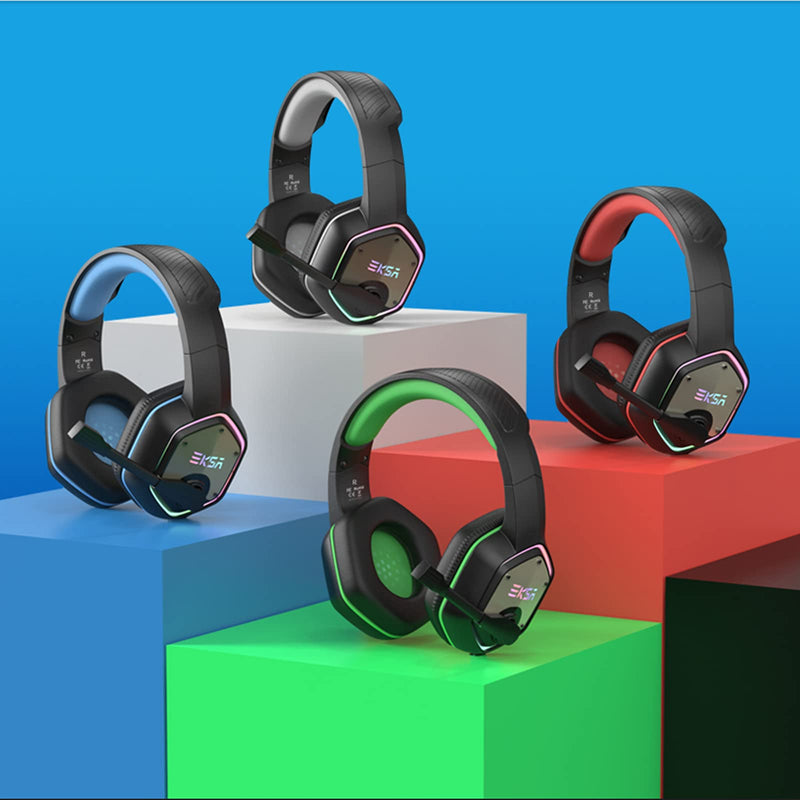 [Australia - AusPower] - EKSA E1000 USB Gaming Headset for PC - Computer Headphones with Microphone/Mic Noise Cancelling, 7.1 Surround Sound Wired Headset&RGB Light - Gaming Headphones for PS4/PS5 Console Laptop Gray 