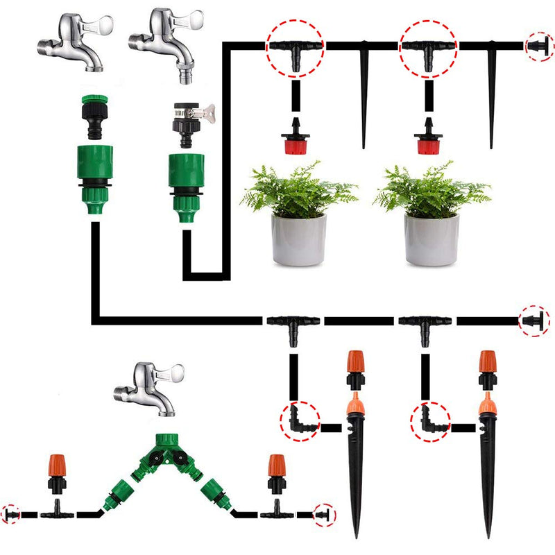 [Australia - AusPower] - Kalolary 200PCS Irrigation Fittings Kit, Drip Irrigation Barbed Connectors for 1/4-Inch Vegetable Garden Lawn Water Hose Connectors(80 Straight Barbs+60 Tees+20 Elbows+20 End Plug+20 4-Way Coupling) 