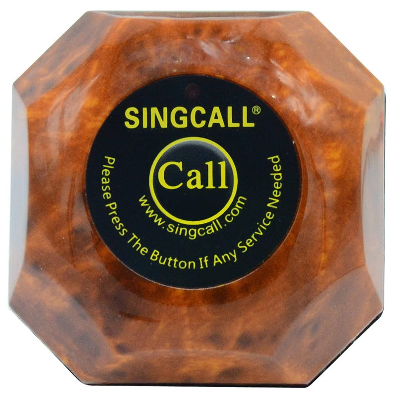 [Australia - AusPower] - SINGCALL Wireless Calling System,Brown Single Call Button,Guest Call Waiter System(APE560) Can't Be Used Alone 