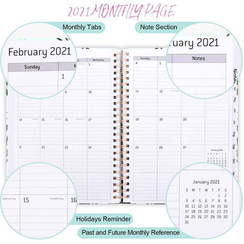[Australia - AusPower] - 2021 Planner Weekly and Monthly,2021 Planner with Tabs 6.3 x 8.4 360 Degree Rollover Spiral English Coil Schedule This Plan This Week Calendar Notebook Notepad (2) 