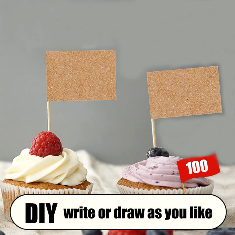 [Australia - AusPower] - VEWINGL 100 Pcs Pieces Blank Toothpick Flags,cupcake Toppers Appetizers Flag,DIY Food Sandwiches for Birthday Party Cocktail Ice Cream Cake Cheeseplate Decoration(Kraft paper) Kraft Paper 