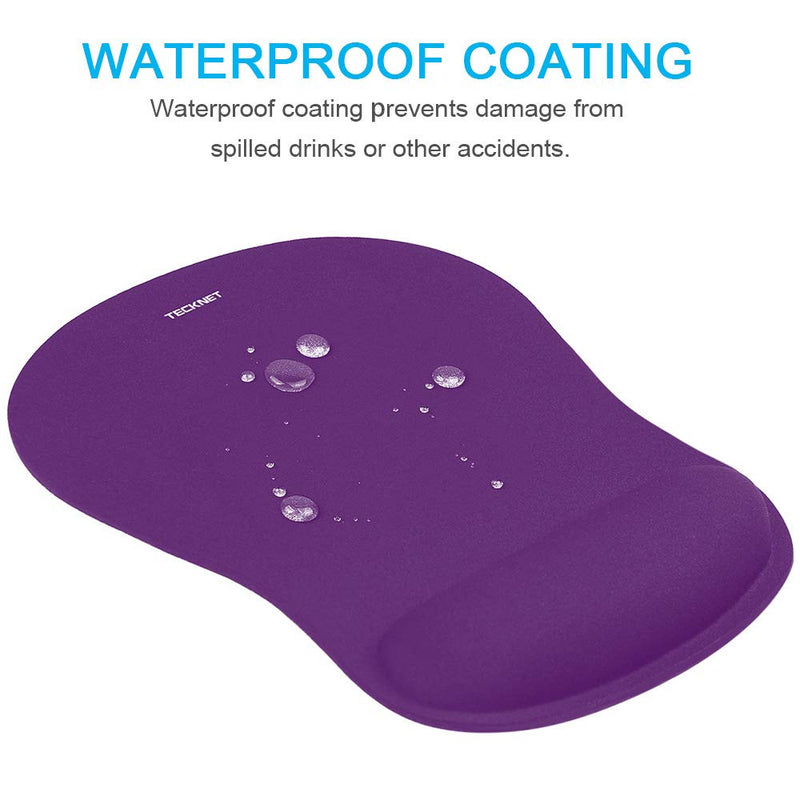 [Australia - AusPower] - Mouse Pad with Wrist Support, TECKNET Ergonomic Gaming Mouse Pad Pain Relief, Portable Comfortable Mousepad for Computer, Laptop, Office, Home and Travel, Non-Slip Base, Waterproof Surface, Purple 