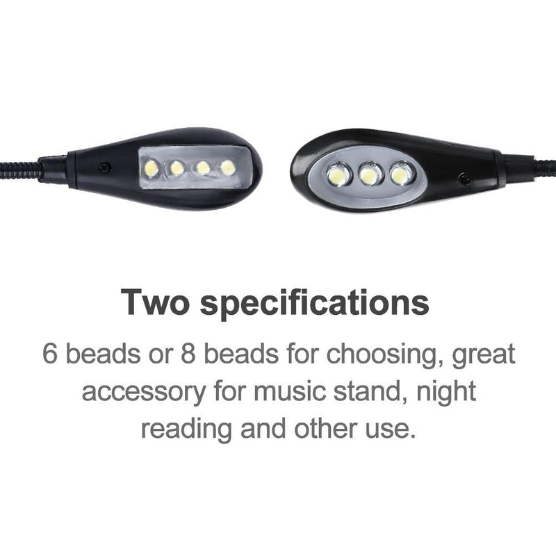 [Australia - AusPower] - Clip on Reading Light, Mini Double Adjustable Arms Light Clip On Music Stand Book Reading LED Lamp Rechargeable Flexible Eye-Care LED Book Light Perfect Replacement for Bookworms(8 Lights) 8 lights 