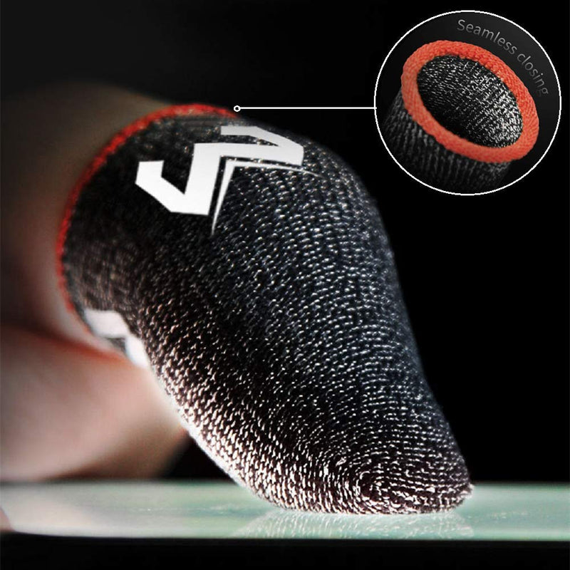 [Australia - AusPower] - Gaming Finger Sleeves for Sweaty Hands - Rakizbe High-Sensitive Anti-Sweat Breathable Seamless Touch Screen Thumb Sleeve Gloves for iPad/Mobile PUBG Game Controller 