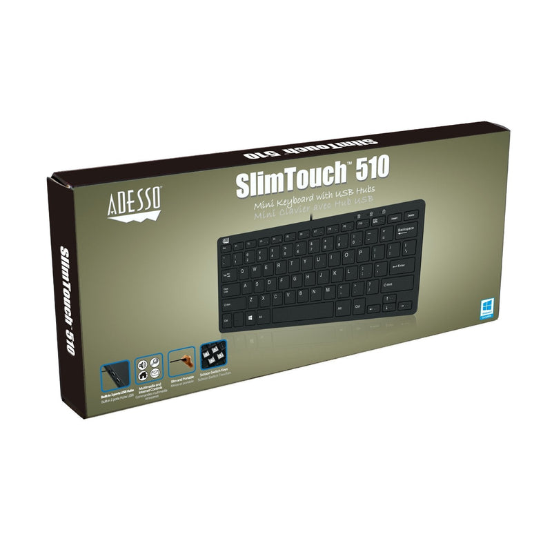[Australia - AusPower] - Adesso SlimTouch 510 Mini Keyboard with USB Hubs (AKB-510HB) 