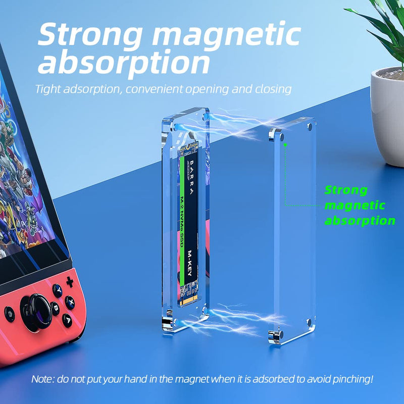 [Australia - AusPower] - AODUKE M.2 SSD Case Enclosure for M.2 2230/2242/2260/2280MM SSD Hard Drive Protection Box Storage Box Drive,Transparent Magnetic Closure NGFF/NVME Manager(Without SSD)-01M2 1 slot acrylic-M.2 