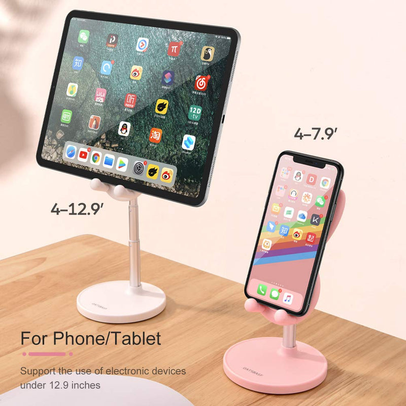 [Australia - AusPower] - Cute Phone Stand, OATSBASF Angle Height Adjustable Cute Bunny Phone Stand for Desk, Kawaii Phone Holder Stand for Desk, Compatible with All Mobile Phones, iPhone, 11 12 13 Pro Max, Switch (Pink) Pink 