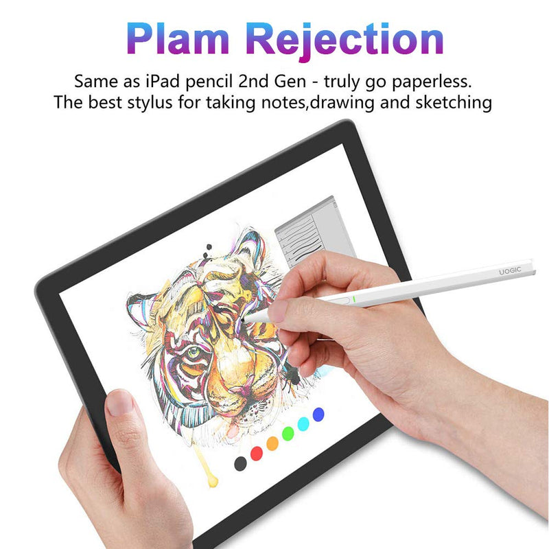 [Australia - AusPower] - Stylus for iPad, Uogic Stylus Pen with Magnetic Attachment Palm Rejection, Rechargeable Stylus Compatible with iPad 6th/7th Gen, iPad Air 3, iPad Mini 5, and iPad Pro for Precise Drawing and Writing 