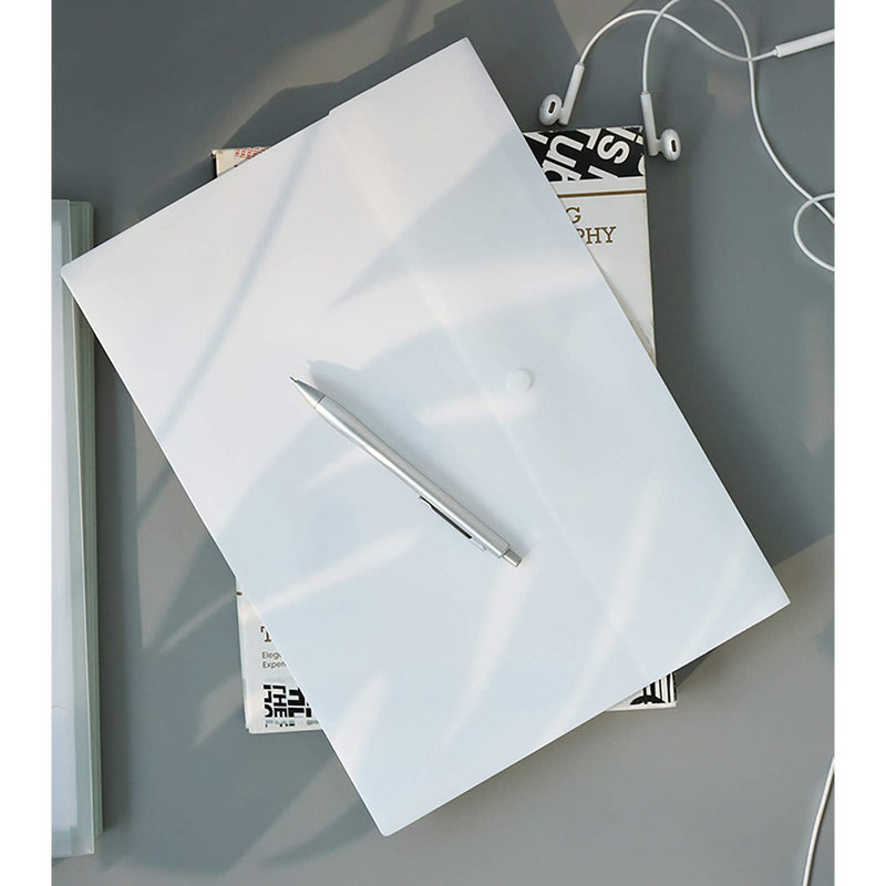 [Australia - AusPower] - VANRA Poly File Folder Pockets File Jacket Plastic Envelope Flat Document Letter Organizer with Snap Button Closure A4 Letter Size (Pack of 5, White) A4 Size: 12.6”L x 9"H 
