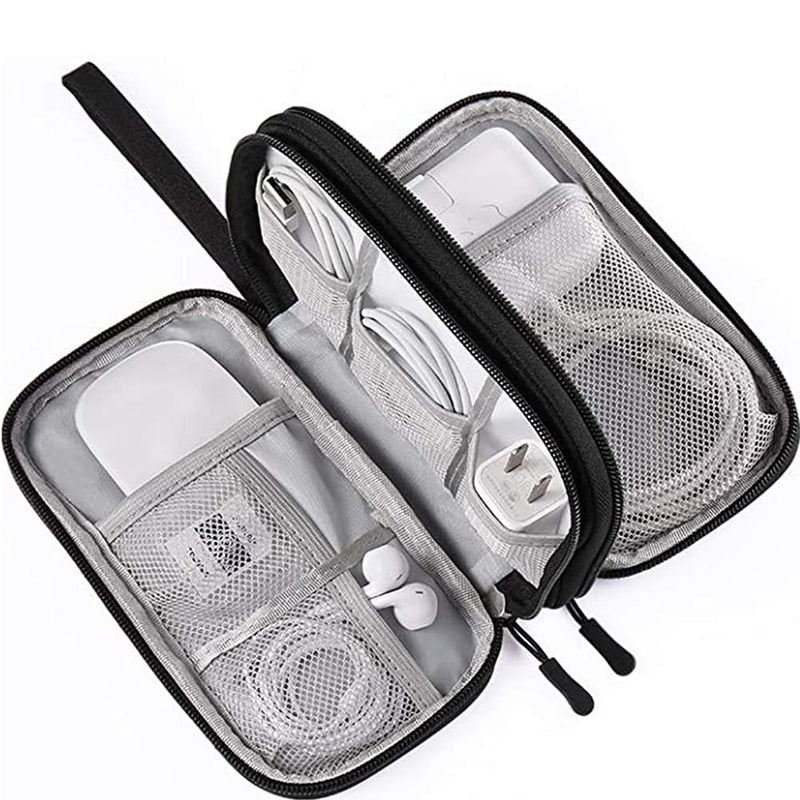 [Australia - AusPower] - Electronic Organizer, Travel Cable Organizer Bag Pouch Electronic Accessories Carry Case Portable Waterproof Storage Bag for Cable, Cord, Charger, Phone, USB, Hard Drive, SD Card, Earphone(Black) Medium Black 