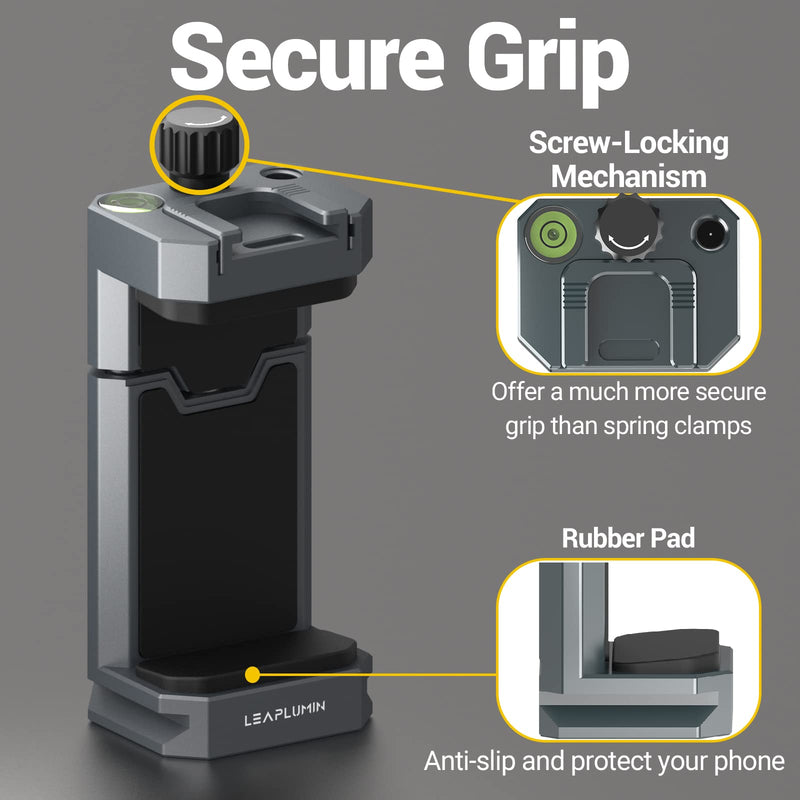 [Australia - AusPower] - Leaplumin Aluminum Phone Mount for Tripod, Adjustable Phone Tripod Mount with Cold Shoe & Arca Swiss Quick Release Plate,Universal Adjustable Clamp Suitable for iPhone 14 pro/13 Pro/12/11/Samsung 