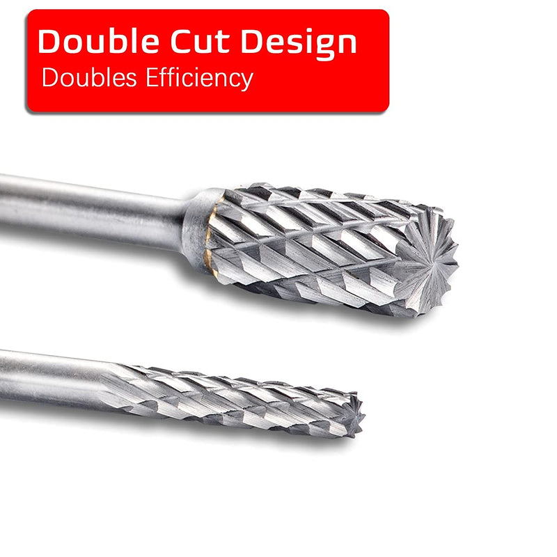 [Australia - AusPower] - Rokrou Carbide Double Cut for Dremel carving bits, rotary tool, 20 Pcs Rotary Burr Set with 1/8” Shank and 1/4" Head Length for, Woodworking, Engraving, Metal Carving, Drilling, Polishing 
