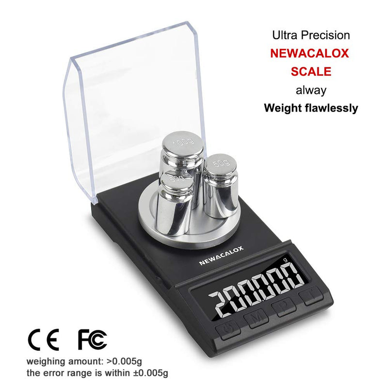 [Australia - AusPower] - 200 x 0.001g Digital Milligram Pocket Scale, High Sensitivity Portable Reloading Weighing Jewelry Power MG Scale with Calibration Weights (Black) 200G Black 