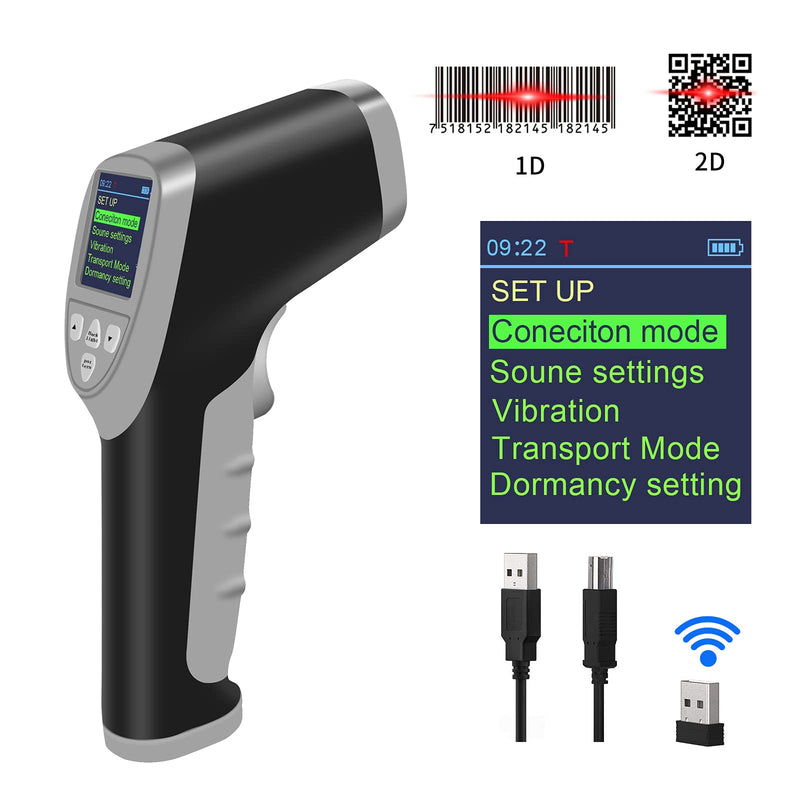 QR Bluetooth Wireless Barcode Scanner with Screen Set Up Via Button ...